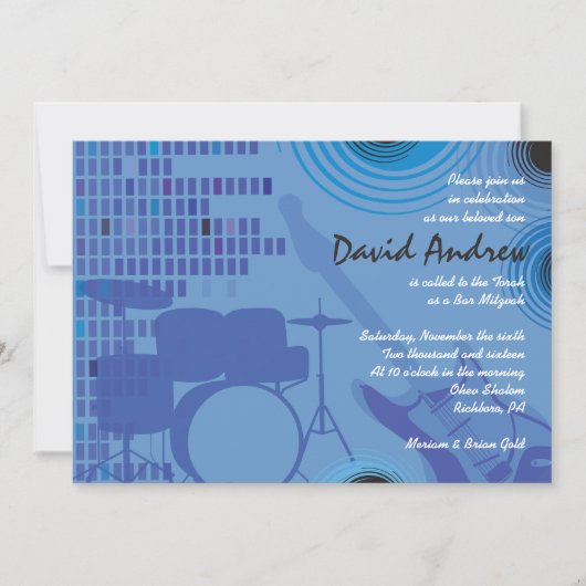 Rock n Roll Bar Bat Mitzvah Invitation Kaart (Voorkant)