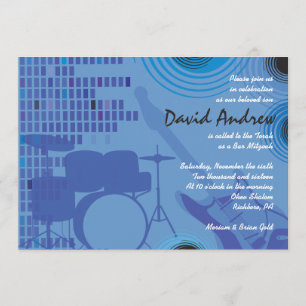 Rock n Roll Bar Bat Mitzvah Invitation Kaart