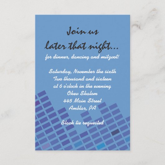 Rock n Roll Bar Bat Mitzvah Invitation Party Card Informatiekaartje (Voorkant)
