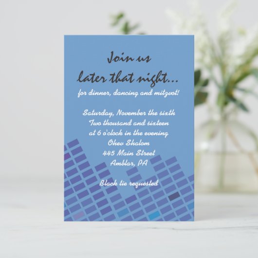 Rock n Roll Bar Bat Mitzvah Invitation Party Card Informatiekaartje (Staand voorkant)