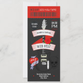 Rock n' Roll bruiloft ticket aangepaste uitnodigin Kaart (Voorkant)