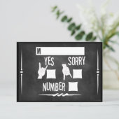 Rock n' Roll Chalkboard Wedding RSVP Kaartje (Staand voorkant)