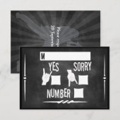 Rock n' Roll Chalkboard Wedding RSVP Kaartje (Voorkant / Achterkant)