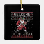Rock n Roll Christmas Rocker Santa Ugly Christmas Keramisch Ornament (Voorkant)