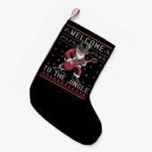 Rock n Roll Christmas Rocker Santa Ugly Christmas  Kleine Kerstsok (Voorkant (Hangend))
