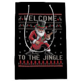 Rock n Roll Christmas Rocker Santa Ugly Christmas  Medium Cadeauzakje (Voorkant)