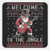 Rock n Roll Christmas Rocker Santa Ugly Christmas  Vierkante Sticker (Voorkant)