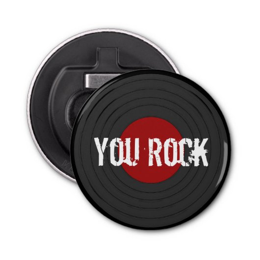 Rock N Roll Classic Round Custom Button Flesopener (Voorkant)
