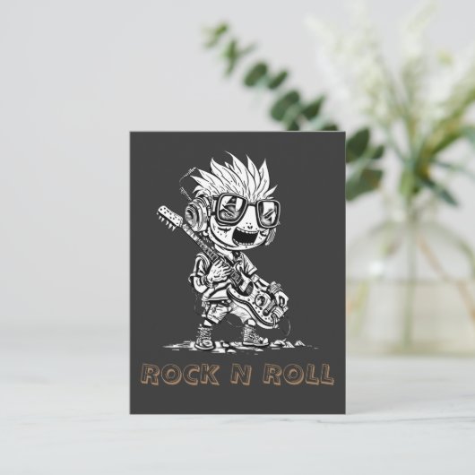ROCK N ROLL - CREATIVE BRIEFKAART (Staand voorkant)