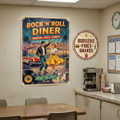 Rock 'n' Roll Diner Jaren '50 Vintage Poster