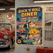 Rock 'n' Roll Diner Jaren '50 Vintage Poster