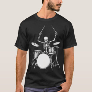 Rock N Roll Drummer Skelet Drumend Spelen T-shirt