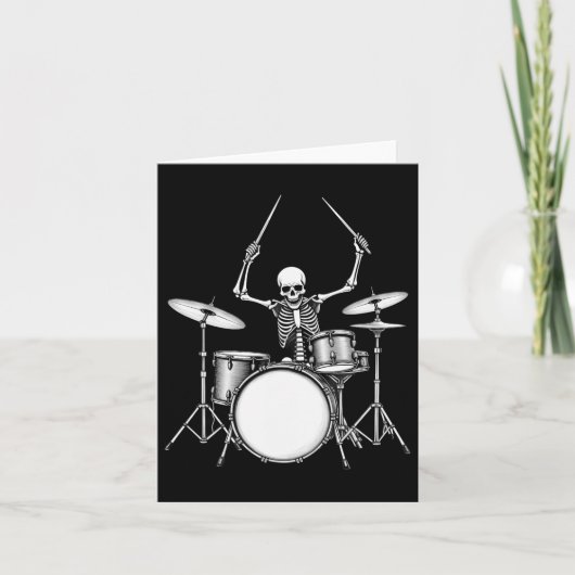 Rock-n-roll drummer Skeleton speelt drums Kaart (Voorkant)