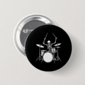 Rock-n-roll drummer Skeleton speelt drums Ronde Button 5,7 Cm (Voorkant /achterkant)