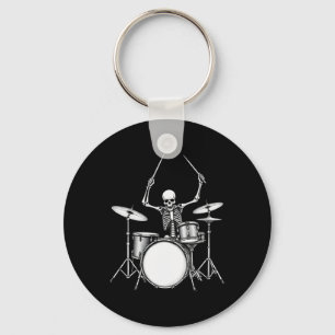 Rock-n-roll drummer Skeleton speelt drums Sleutelhanger
