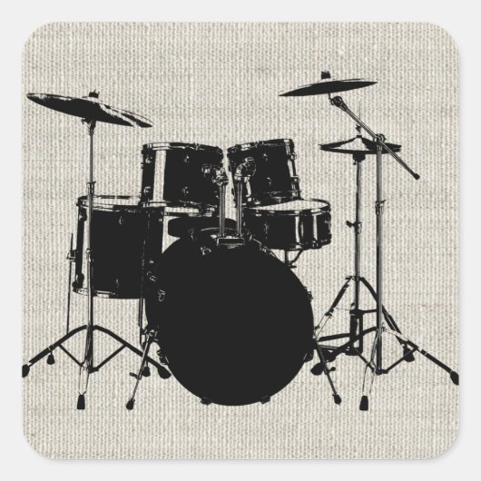 Rock n Roll Drums Vierkante Sticker (Voorkant)