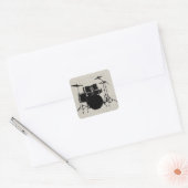Rock n Roll Drums Vierkante Sticker (Envelop)