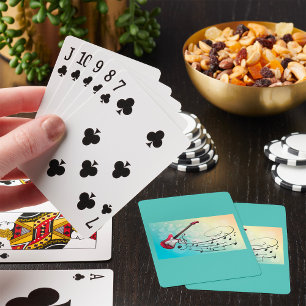 Rock-'n-roll elektrische gitaar draaiende muziekno pokerkaarten