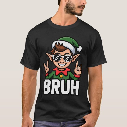 Rock N Roll Elf Bruh Funny Saying Meme Boys Men Ch T-shirt (Voorkant)