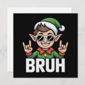 Rock n Roll Elf Bruh Grappige Uitdrukking Meme Ker Feestdagenkaart (Voorkant / Achterkant)