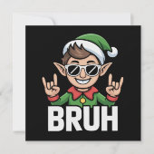 Rock n Roll Elf Bruh Grappige Uitdrukking Meme Ker Feestdagenkaart (Voorkant)