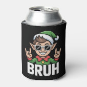 Rock n Roll Elf Bruh Grappige Zin Meme Kerstmis Blikjeskoeler (Blikje Voorkant)