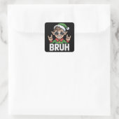 Rock n Roll Elf Bruh Grappige Zin Meme Kerstmis Vierkante Sticker (Tas)