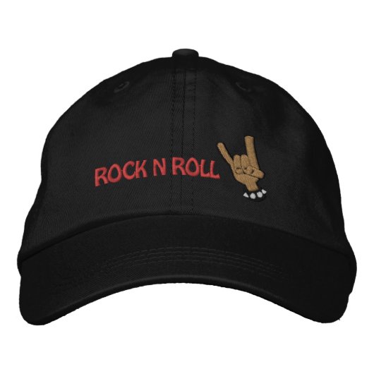 ROCK N ROLL Embroidered Hat Geborduurde Pet (Voorkant)