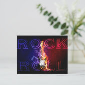 Rock n Roll Fire Flaming Electric Guitar Music Briefkaart (Staand voorkant)