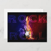 Rock n Roll Fire Flaming Electric Guitar Music Briefkaart (Voorkant / Achterkant)