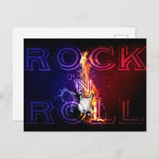 Rock n Roll Fire Flaming Electric Guitar Music Briefkaart (Voorkant / Achterkant)