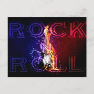 Rock n Roll Fire Flaming Electric Guitar Music Briefkaart