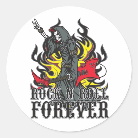 Rock N Roll Forever Ronde Sticker (Voorkant)