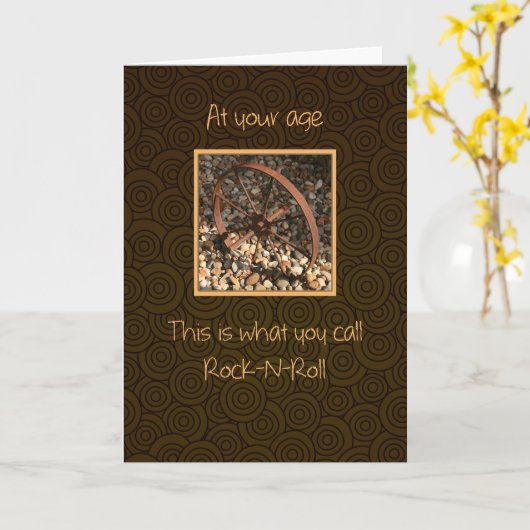 Rock n Roll Funny Happy Birthday Kaart (Gele Bloem)