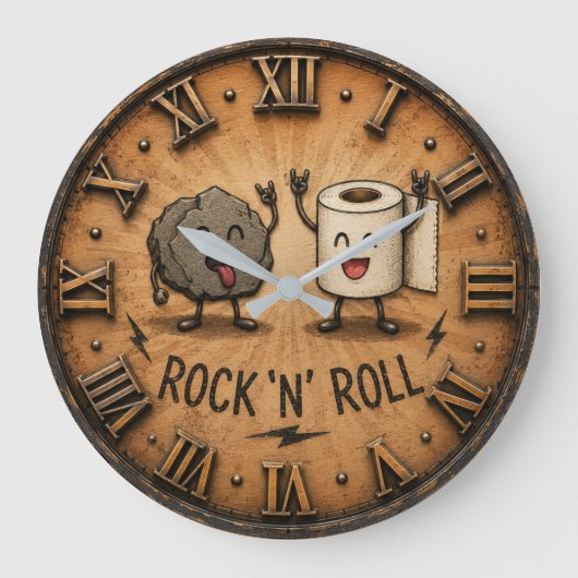 Rock 'N' Roll Funny Rock Paper Scissors Bathroom Grote Klok (Voorkant)