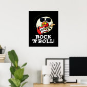Rock n Roll Funny Sushi Roll Pun Dark BG Poster (Thuiskantoor)