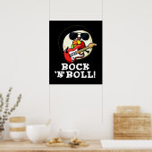 Rock n Roll Funny Sushi Roll Pun Dark BG Poster (Keuken)