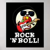 Rock n Roll Funny Sushi Roll Pun Dark BG Poster (Voorkant)