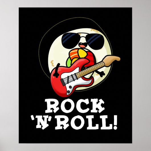 Rock n Roll Funny Sushi Roll Pun Dark BG Poster (Voorkant)
