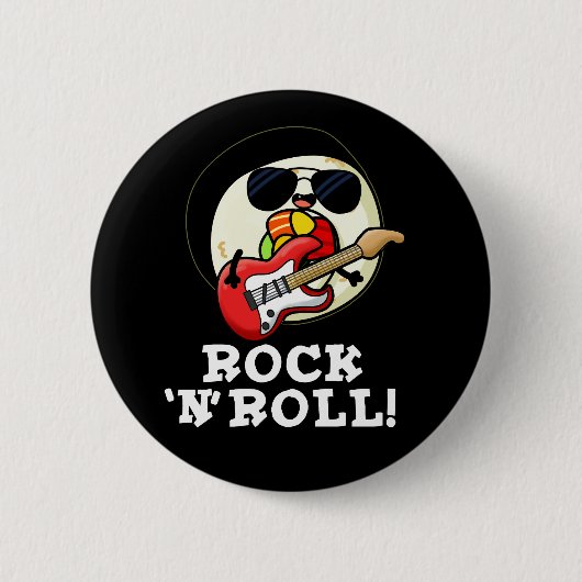 Rock n Roll Funny Sushi Roll Pun Dark BG Ronde Button 5,7 Cm (Voorkant)