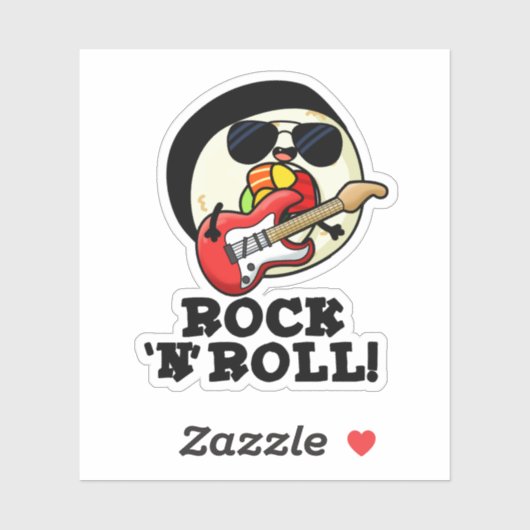 Rock n Roll Funny Sushi Roll Pun Sticker (Vel)