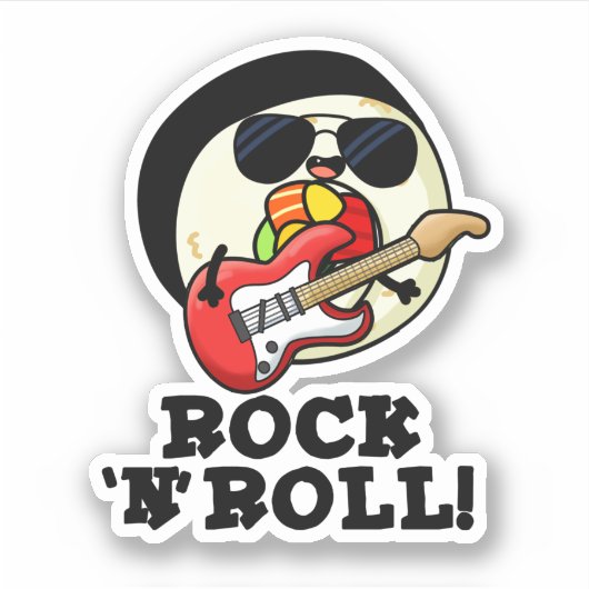 Rock n Roll Funny Sushi Roll Pun Sticker (Voorkant)