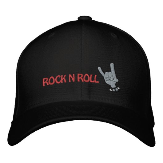ROCK N ROLL Geborduurde Hoed Pet (Voorkant)