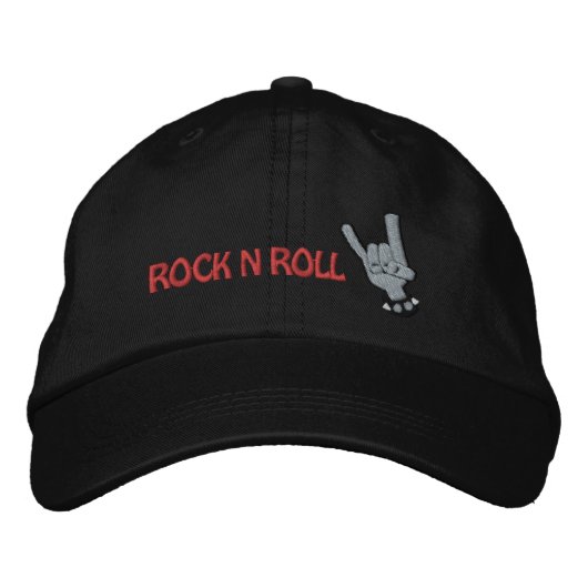 ROCK N ROLL Geborduurde Hoed Pet (Voorkant)