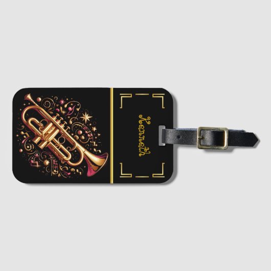 Rock-'n-roll-geïnspireerd Bagagelabel (Voorkant (horizontaal))