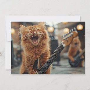 Rock N Roll Gember Gitaar Kat Rockster Kaart