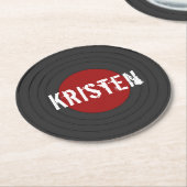 Rock N Roll Gepersonaliseerde Vinyl Record Ronde Kartonnen Onderzetter (Gebogen)