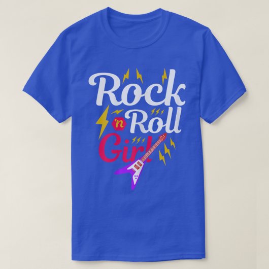 Rock N Roll Girl Retro 80s 90s Thleed Party Guitar T-shirt (Design voorkant)