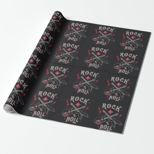 Rock n Roll Gitaar Cadeaupapier (Uitgerold)