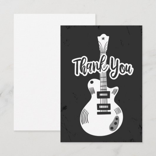 Rock N Roll Gitaar Platte Bedankkaart (Voorkant / Achterkant)